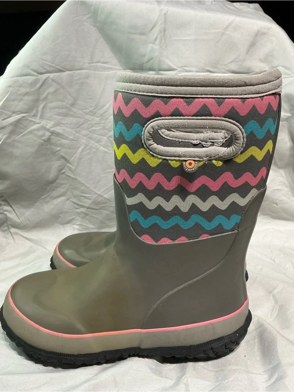 Bogs Kids Grasp winter Boots waterproof Chevron Size Youth 2